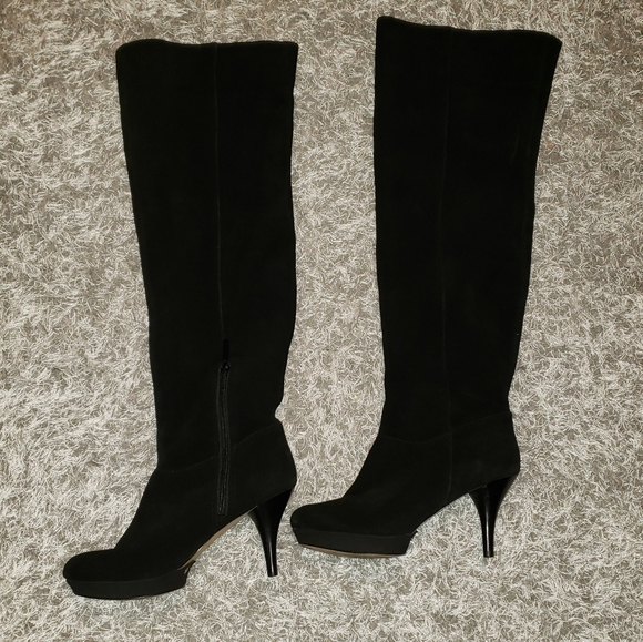Nine West NWDestry Black Knee Suede Boot, Size 8 - Picture 2 of 5